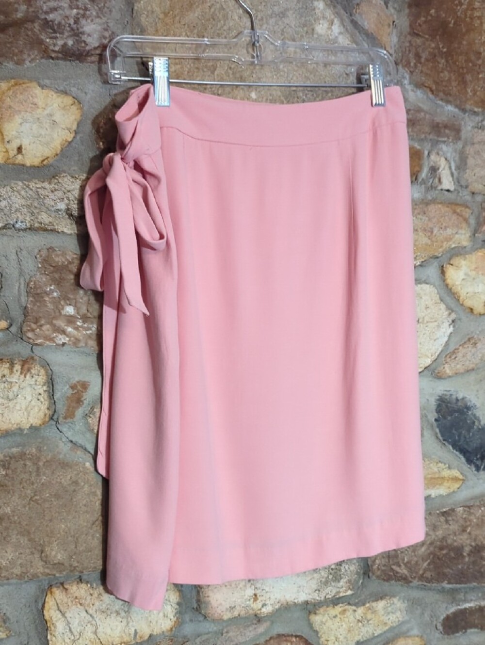 LOFT Blush Pink Midi Skirt with Side Tie - Picture 4 of 9